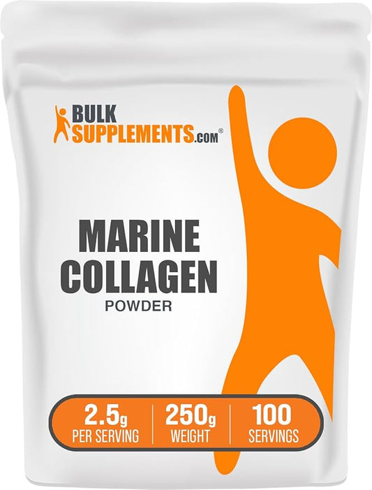 BulkSupplements.com Marine Collagen Powder - Collagen Supplement, Hydrolyzed Collagen Powder, Marine Collagen Peptides Powder - Fish Collagen Powder, 2500mg per Serving, 250g (8.8 oz)