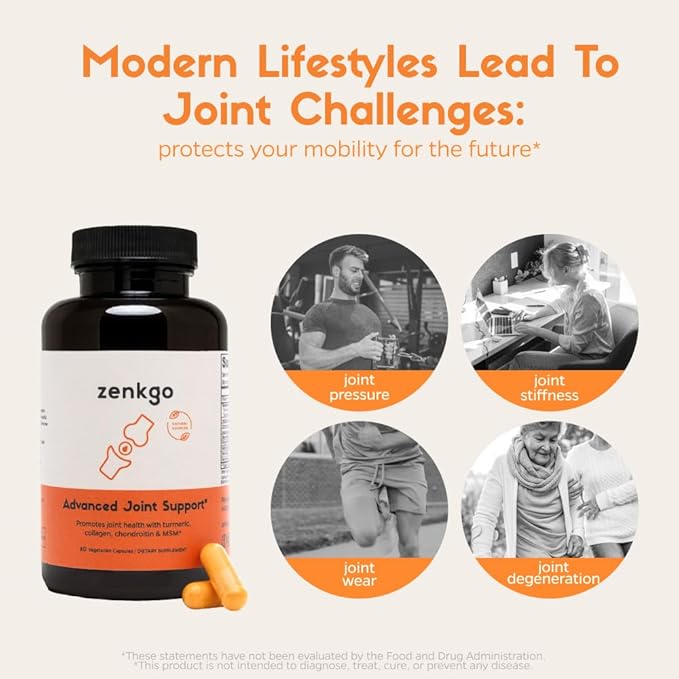 Zenkgo Chondroitin Boswellia MSM Turmeric Hydrolyzed Collagen - Joint Support Supplement, Helps with Joint Mobility & Flexibility (Joint Support Supplement)