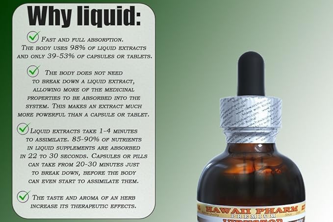 Hawaii Pharm Maca Root Alcohol-Free Liquid Extract, Organic Maca (Lepidium Meyenii) Whole Dried Plant Glycerite Natural Herbal Supplement, USA 2oz