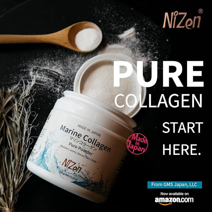 Nizen Marine Collagen Pure Powder, Hydrolyzed Peptides Easy-to-Digest Amino Acids Supplement. Unflavored. Non-Clumping. Made in Japan. 5.29oz