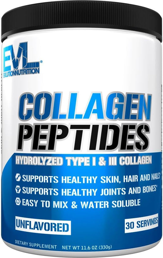Evlution Nutrition Collagen Peptides Powder, Premium Hydrolyzed Collagen to Support Healthy Skin, Hair, Bones, Joints, Nails & More (30 Servings)