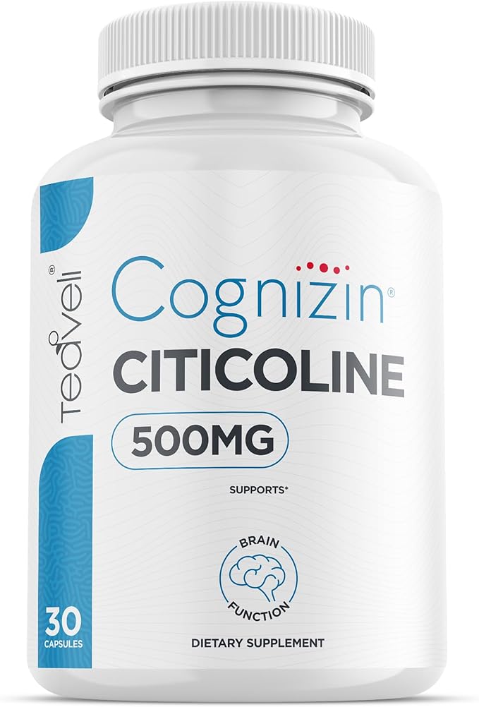 Cognizin Citicoline- 500mg CDP Choline Capsules- Clinically Studied Brain Supplement to Support Clarity, Concentration and Memory – Most Bioavailable Form of Choline Supplements - 30 Servings