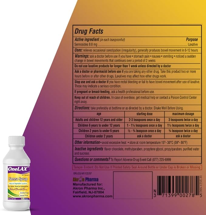 Senna Syrup | Natural Vegetable Laxative (8fl.oz Bottle) Natural Chocolate Flavor, for Gentle, Relief of Constipation