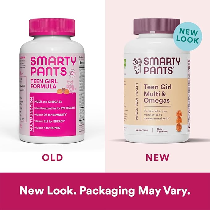 SmartyPants Gummy Multivitamin for Women 50 and Over: Omega 3 Fish Oil (EPA/DHA), Methylfolate & Teen Girl Multivitamin Gummies: Omega 3 Fish Oil (EPA/DHA), Vitamin D3, C, Vitamin B12