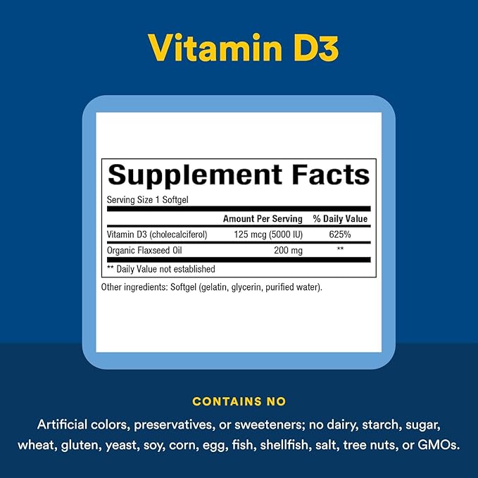 Natural Factors - Vitamin D3 5000 IU, Supports Healthy Bones, 120 Soft Gels
