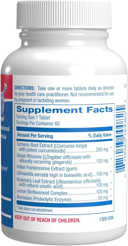Pro Enz Joint Support Supplement - Clinical Formula Turmeric Boswellia Supplement for Joint & Cartilage Mobility and Comfort Support plus Eicosanoid Management with Proteolytic Enzymes (60 tablets)
