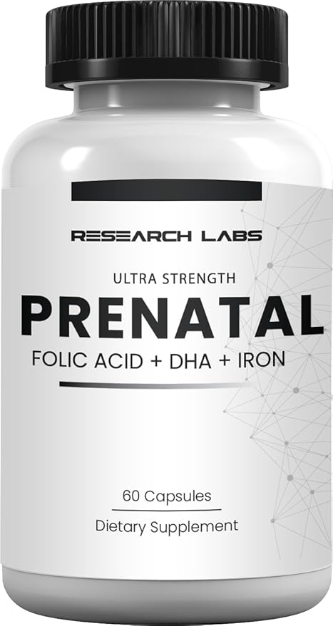 Research Labs Prenatal Vitamins for Women: 6X More Bioavailable Methylated Folate Folic Acid MTHF 5 | Supports Brain Development, Healthy Growth