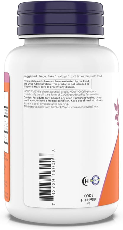 NOW Foods Supplements, CoQ10 400 mg, Pharmaceutical Grade, All-Trans Form Produced by Fermentation, 90 Softgels