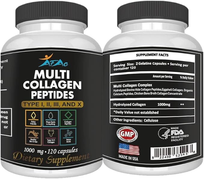 2-Pack Multi Collagen Plus Pills (Type I, II, III, X) for Anti-Aging, Hair, Skin, Nails and Joint Support, 80 Day Supply 240 Capsules