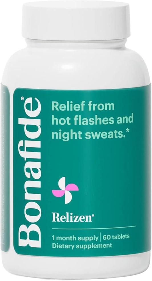 Relizen by Bonafide. Relief from Menopausal Hot Flashes & Night Sweats. — 1-Month Supply (60 Tablets)