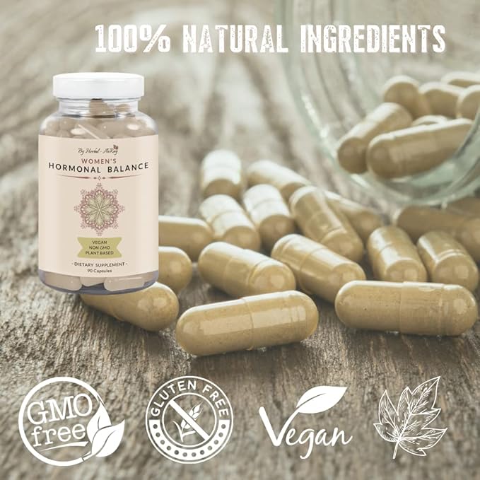 Hormone Balance for Women – Natural Female Energy & Mood Enhancement Pills – Hot Flashes Menopause Relief Supplement with Vitex Chasteberry, Dong Quai, Maca Root Powder, Ginseng – 90 Veggie Capsules