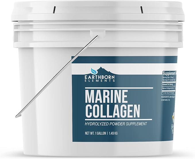 Earthborn Elements Hydrolyzed Marine Collagen Peptides Powder 1 Gallon Bucket, Pure & Undiluted, Dietary Supplement
