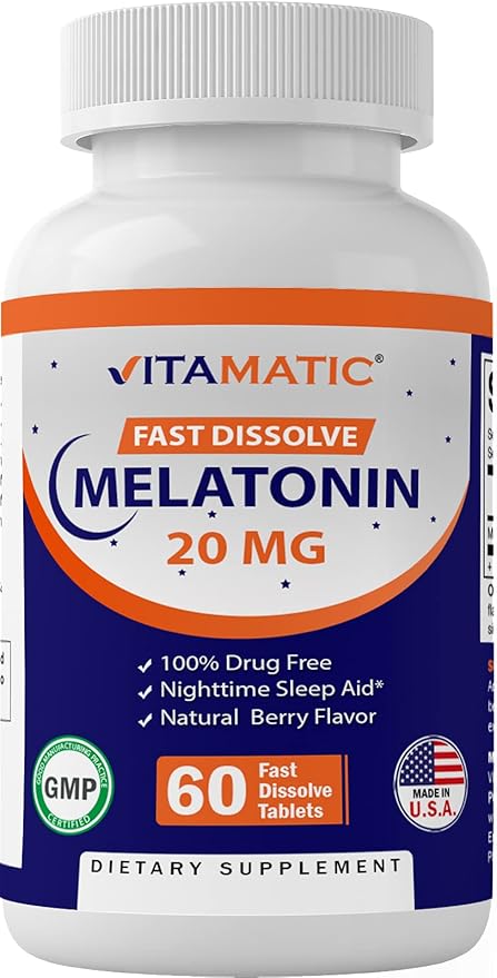 2-Pack High Potency Melatonin 20 mg – 60 Fast Dissolve Tablets Total Fast-Acting Sleep Support – Natural Berry Flavor | Vegetarian