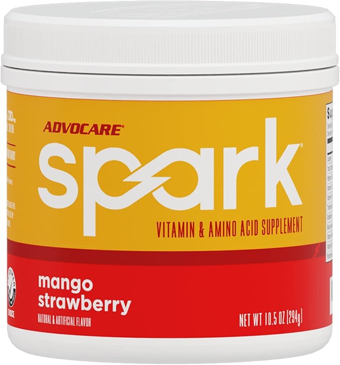 AdvoCare Spark Vitamin & Amino Acid Supplement - Focus & Energy Drink Powder Mix with Vitamin A, B-6, C & E - Also Includes L-Carnitine & L-Tyrosine - Mango Strawberry - 10.5 oz