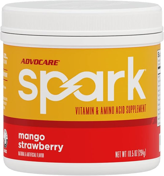 AdvoCare Spark Vitamin & Amino Acid Supplement - Focus & Energy Drink Powder Mix with Vitamin A, B-6, C & E - Also Includes L-Carnitine & L-Tyrosine - Mango Strawberry - 10.5 oz