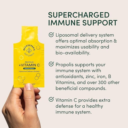 Beekeeper's Naturals Immune Support Kit | Propolis Throat Spray - Honey Cough Drops - Vitamin C Liposomal | Effective & Natural Sore Throat Relief