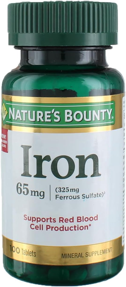 Nature's Bounty Iron 65 mg Tablets 100 Tablets, 100 Each, 3-Pack