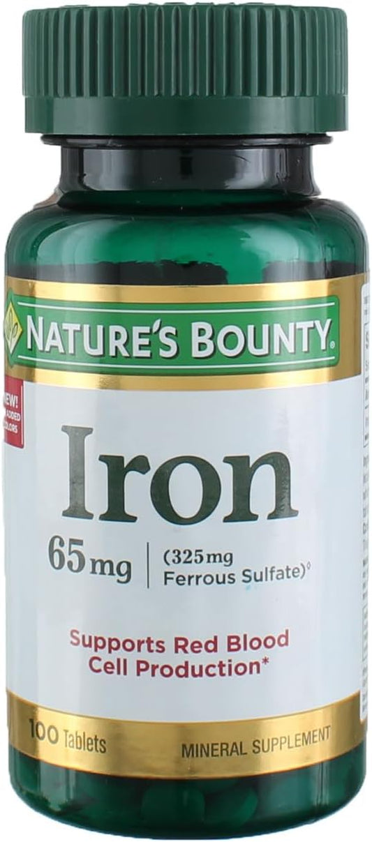 Nature's Bounty Iron 65 mg Tablets 100 Tablets, 100 Each, 3-Pack