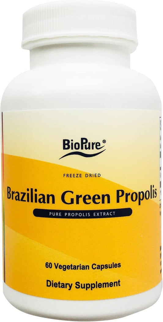 BioPure Brazilian Green Propolis Pure Propolis Extract – Natural Freeze-Dried Extract with Atrepillin-C ad Phenols to Support Respiratory, Gastrointestinal, and Immune Function – 60 Capsules