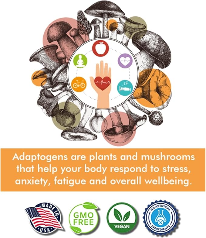 Immunity Mushroom Complex - Reishi, Lion’s Mane, Chaga, Cordyceps, Turkey Tail, Shitaake - Immune System Support, Inflammatory Response, Digestion, Brain Support (60 Count)