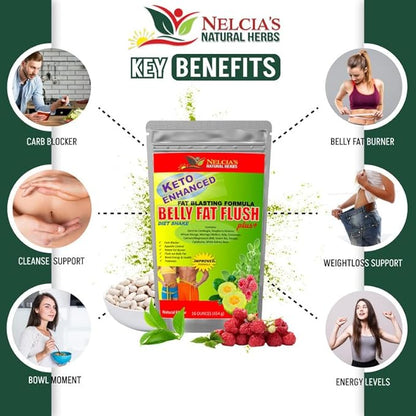 NELCIA'S NATURAL HERBS Belly Fat Burner for Men & Women | Probiotics & Appetite Suppressant for Weight Loss Supplement Powder| Metabolism Booster Raspberry Ketones, Green Tea|16 oz 30 Servings