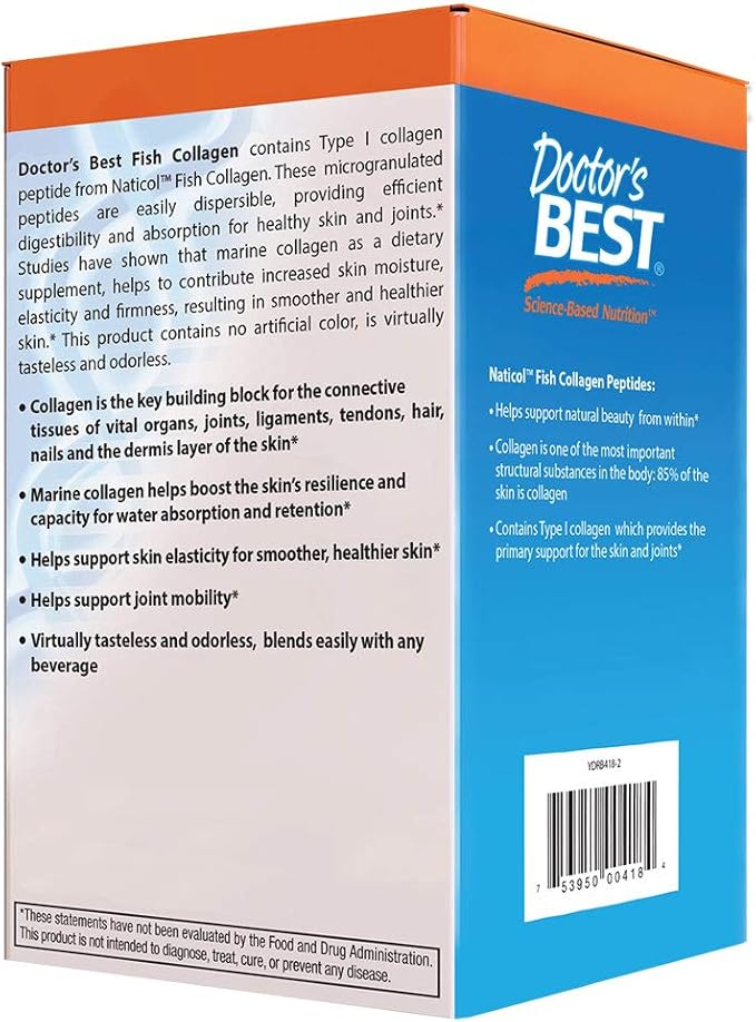 Doctor's Best Fish Collagen w/Naticol Fish Collagen, Supports Skin, Nails, Joints, 30 Powder Stick Pack