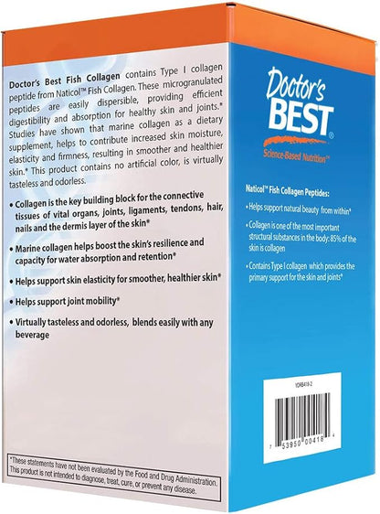 Doctor's Best Fish Collagen w/Naticol Fish Collagen, Supports Skin, Nails, Joints, 30 Powder Stick Pack