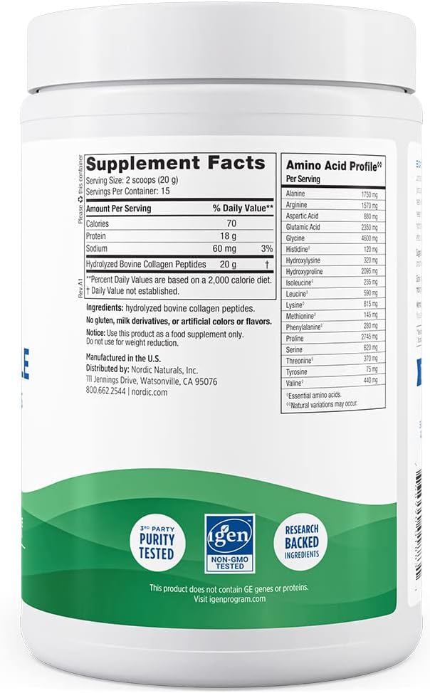 Nordic Naturals Joint & Muscle Collagen Peptides, Unflavored - 10.6 Ounces - Collagen Supplement for Skin Health and Joint Mobility - 15 Servings