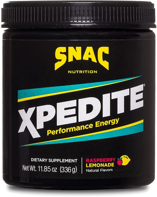 SNAC XPEDITE - Preworkout Performance Drink Supplement, Promotes Energy and Focus, Nitric Oxide Booster & Thermogenic, L-Carnitine, Beta Alanine, Raspberry Lemonade Powder, (24 Servings)