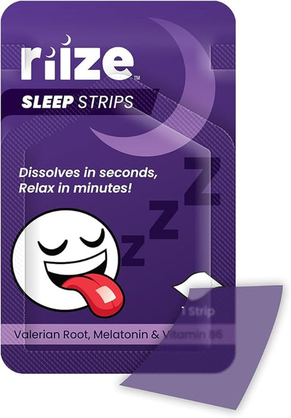 Sleep Strips, Fast Acting Dissolvable Oral Supplement with 5mg Melatonin, Valerian Root, L-Theanine, Vitamin B6, Natural Flavors, Vegan (3 Count)
