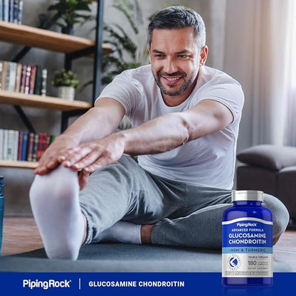 Piping Rock Glucosamine Chondroitin MSM and Turmeric | 180 Capsules | Complex Supplement | Advanced Double Strength Formula | Non-GMO, Gluten Free