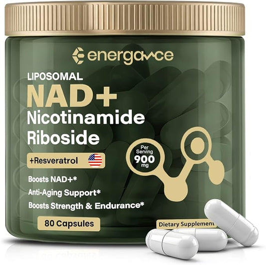 Premium NAD+ Supplement for Cellular Energy and Healthy Aging - Supports Cognitive Function, Vitality, and Immune Health - 80 Vegan Capsules