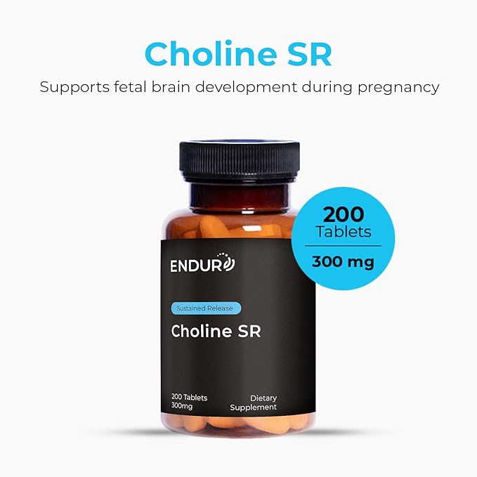 Choline Bitartrate Sustained Release - 300mg 200 Tablet - Promotes Brain Health, Mental Focus & Memory - Prenatal Supplement for Development & Growth - 100% Vegan & Non-GMO Co.