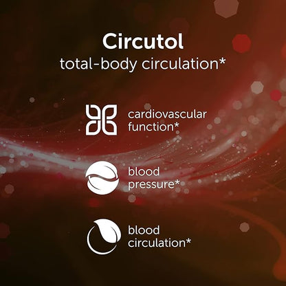 EcoNugenics Circutol Blood Pressure Supplement for Heart Support with Nattokinase, Hawthorn Extract, L-Carnitine, Salvia Root, Reishi, and Cordyceps Mushrooms - 60 Capsules