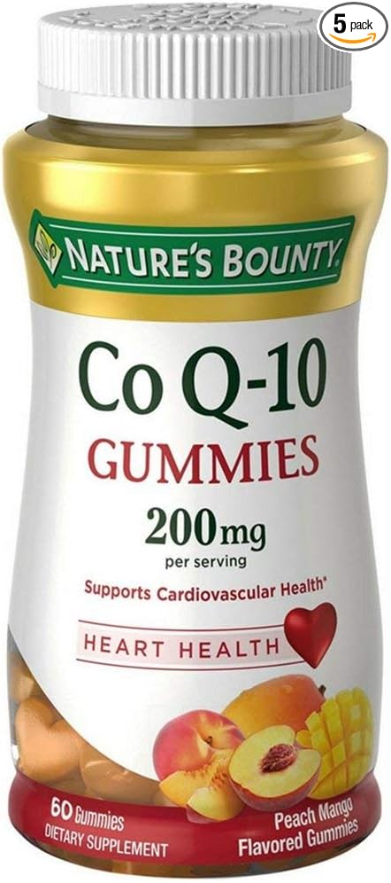 Nature's Bounty CoQ-10 Gummies 200 mg, Peach Mango Flavored 60 ea (Pack of 5)