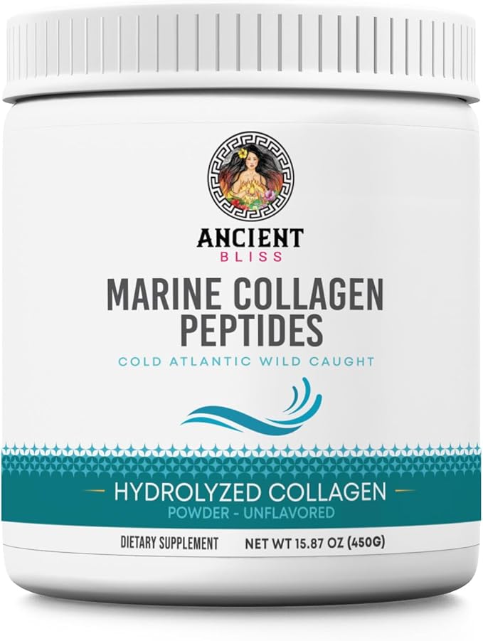 Ancient Bliss Wild-Caught Marine Fish Collagen Peptides Powder, Flavorless Collagen Protein Supplement with Type 1, Non-GMO, Gluten-Free, Amino Acid Supplement for Skin, Hair and Nails, 15.87 Oz