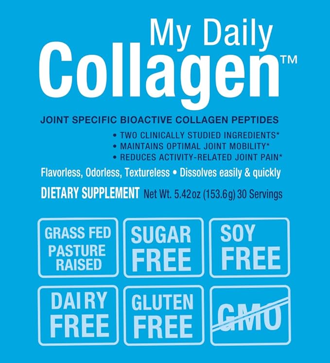 My Daily Collagen: Collagen Peptides Powder with Vitamin C for Joint Support - Perfect for Achy Knees Sore Hands and Knotted Shoulders