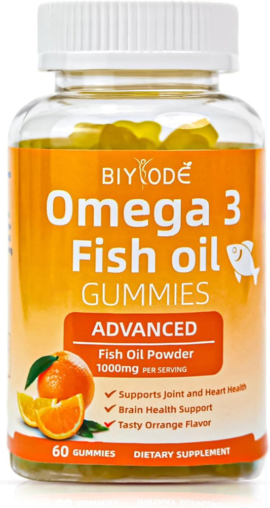 Omega-3 Fish Oil Supplements: Pure 1000mg Omega-3 Gummies Support Heart Joint Eye Brain Immune Health 60 Gummies 30 Day Supply