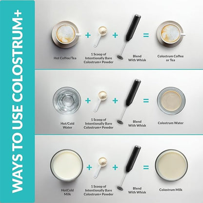 Intentionally Bare Colostrum and Collagen Powder - Colostrum Supplement with Biotin & Collagen Peptides - Colostrum Powder for Skin, Joint & Gut Health - Vanilla Bean Collagen Supplements 60 Servings