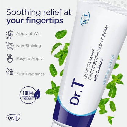Dr. T Glucosamine Chondroitin Cream with MSM and Collagen - Premium Natural Formula to Help Alleviate Joint and Muscle discomfort; Supports Joint Strength and Flexibility. 113.4g / 4 oz. (3)