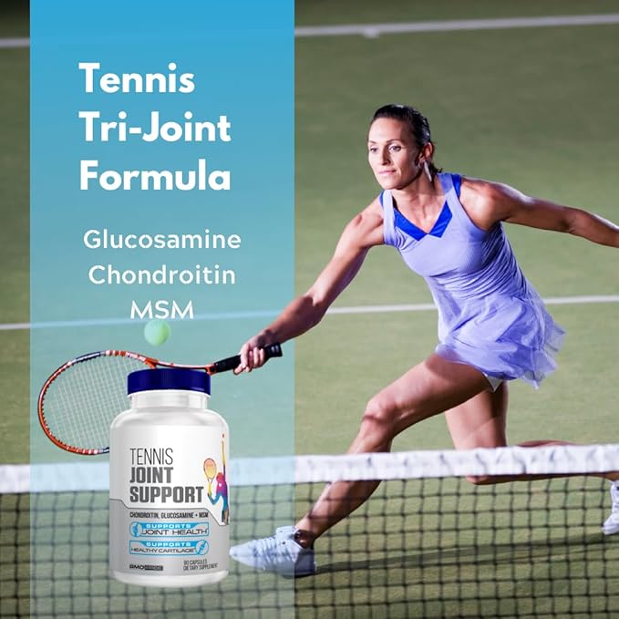 Tennis Joint Support Supplement - Healthy Knees, Back, Cartilage, & Joints – Glucosamine Chondroitin MSM- GMP Certified Tennis Supplements and Joint Support for Athletes – 90 Capsules
