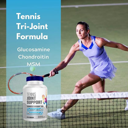 Tennis Joint Support Supplement - Healthy Knees, Back, Cartilage, & Joints – Glucosamine Chondroitin MSM- GMP Certified Tennis Supplements and Joint Support for Athletes – 90 Capsules