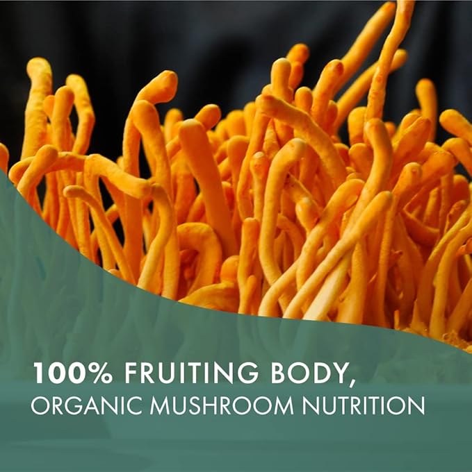 PURE ESSENCE LABS MyPure Cordyceps - Organic Mushroom Supplement - 100% Real Mushroom Extract - Best for Immune Support, Stress Relief, Build Energy for Adult Men and Women (60 Capsules)