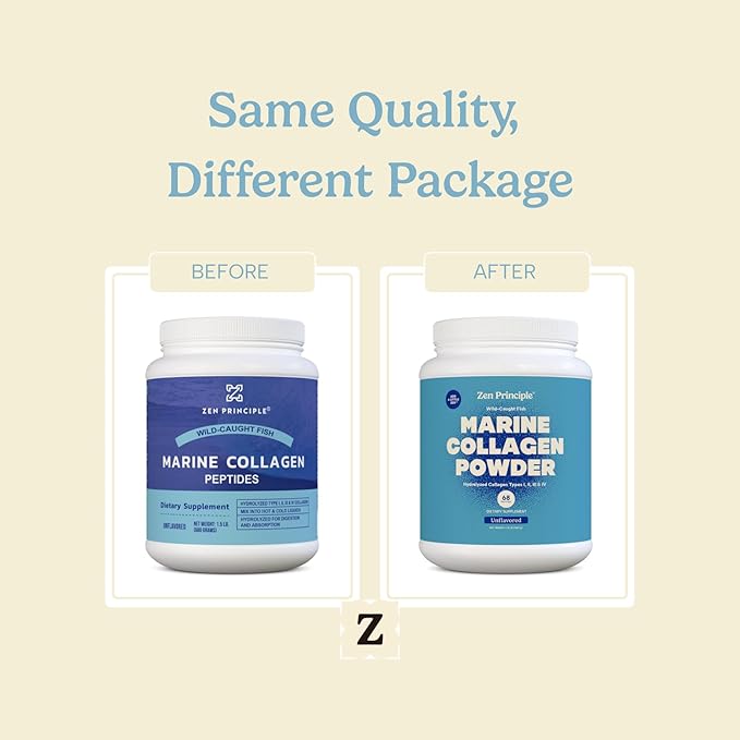 Zen Principle Marine Collagen Peptides Powder 1.5 lb. Wild-Caught Fish, Non-GMO. Supports Healthy Skin, Hair, Joints and Bones.Hydrolyzed Type 1 & 3 Protein. Amino Acids.Unflavored, Easy to Mix.