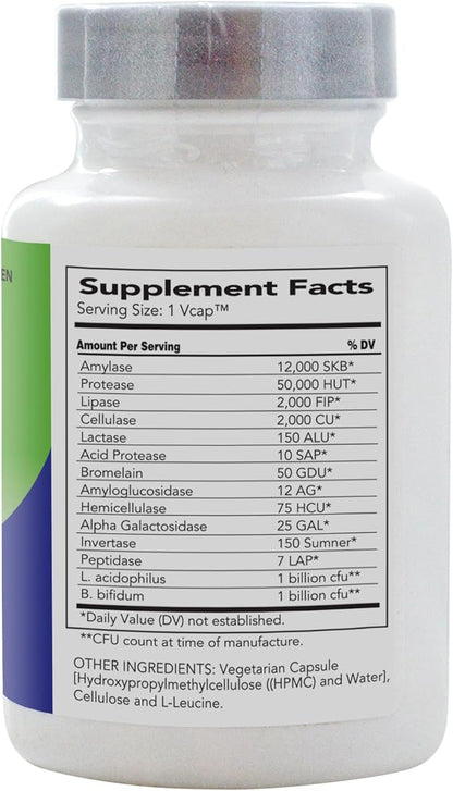 AbsorbAid Platinum Digestive Enzyme Support 120 vCaps, 12 Digestive Enzymes Plus 2 Probiotics for Maximum Relief