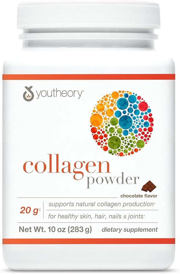 Youtheory Collagen Powder - Premium Collagen Supplement with Vitamin C & Biotin - For Healthy Hair, Skin, Nails & Joints - Hydrolyzed & Highly Absorbable - Dairy, Soy & Gluten Free - Chocolate - 10 oz