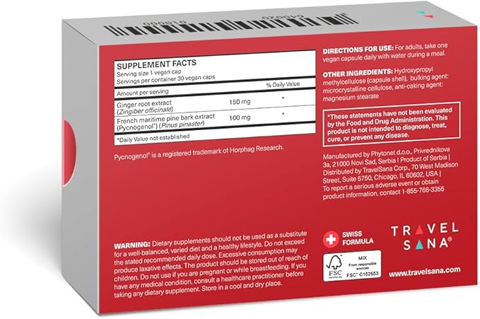 Long-Haul Circulation | Supports Healthy Circulation in Legs, Ankles and Feet | Promotes Vascular Function & Comfort | Pycnogenol 100 mg & Ginger Root Extract | Fast-Acting | 30 Servings