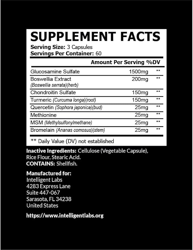 Intelligent Labs 2-in-1 Bundle of MagEnhance Triple Magnesium Complex (Magnesium Threonate Supplement with Mg Taurate and Mg Glycinate) + Glucosamine and Chondroitin Joint Care Complex with MSM