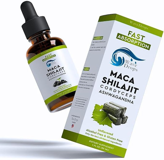Maca, Shilajit, Cordyceps, Ashwagandha Liquid Drops | All Natural Ingredients | Promotes Relaxation,Supports Sleep and Cognitive Function | 1 Fl Oz