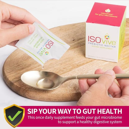 ISOVive Prebiotic Liquid Supplement (30-Day Supply) Natural Heartburn and Bloating Relief - Naturally Fermented Daily Fiber - Formerly